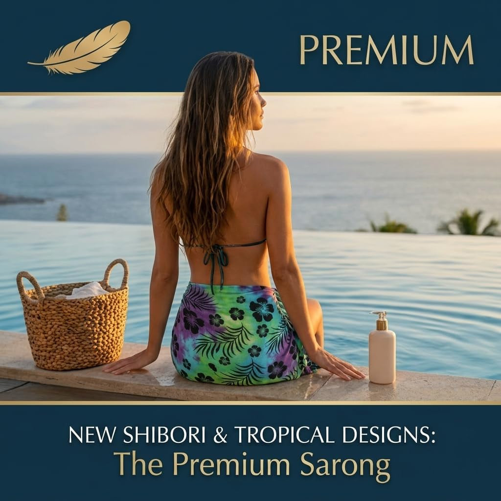 Sarong Bathing Suit Cover up for Women – Long Pareo Beach Wraps, Swimsuit Coverup Skirt, Stylish Bikini Cover Up